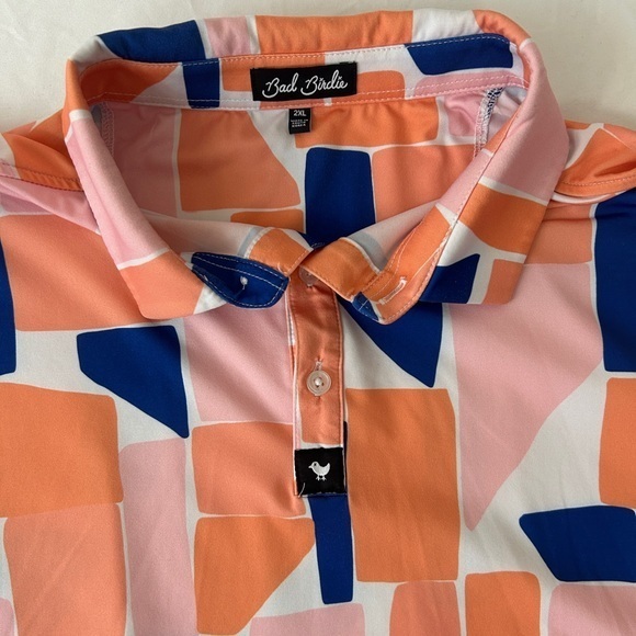 Bad Birdie Polo Shirt Mens XXL 2XL White Color Block Golf Performance - Picture 1 of 4